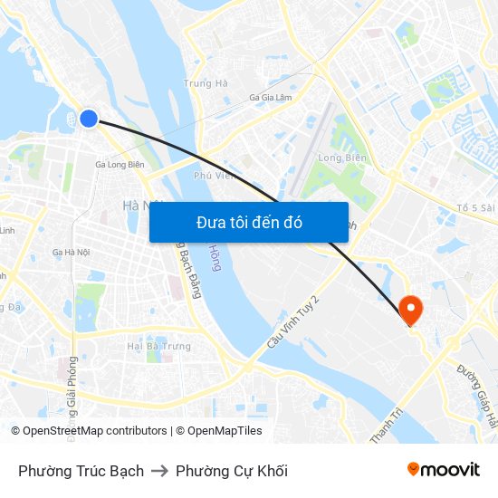 Phường Trúc Bạch to Phường Cự Khối map