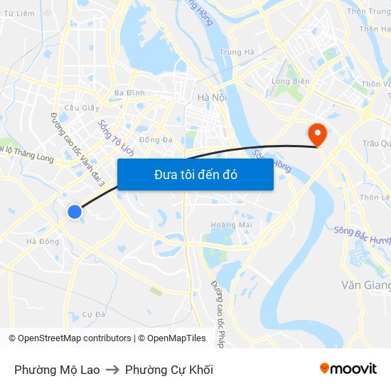 Phường Mộ Lao to Phường Cự Khối map