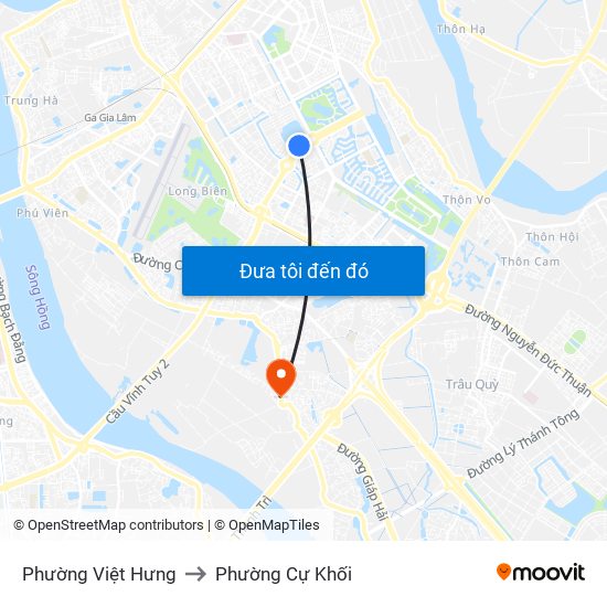 Phường Việt Hưng to Phường Cự Khối map