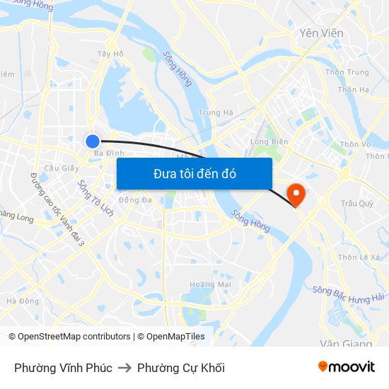 Phường Vĩnh Phúc to Phường Cự Khối map