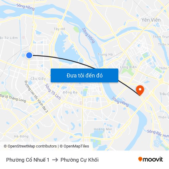 Phường Cổ Nhuế 1 to Phường Cự Khối map