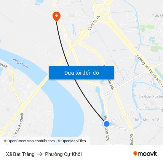 Xã Bát Tràng to Phường Cự Khối map