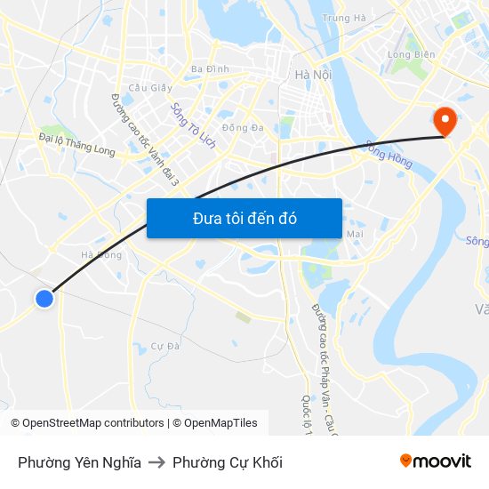 Phường Yên Nghĩa to Phường Cự Khối map