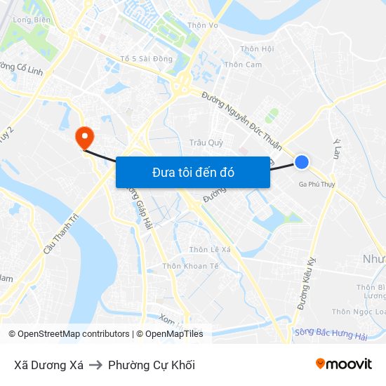 Xã Dương Xá to Phường Cự Khối map