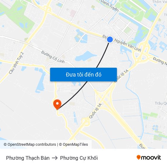 Phường Thạch Bàn to Phường Cự Khối map