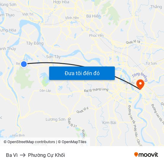 Ba Vì to Phường Cự Khối map