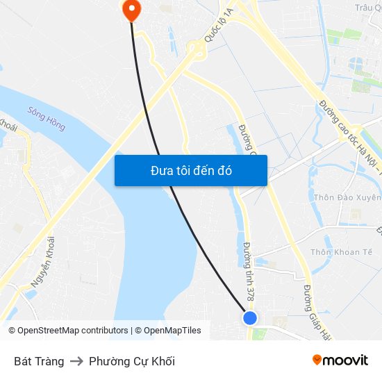 Bát Tràng to Phường Cự Khối map