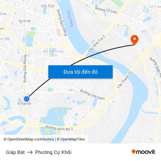 Giáp Bát to Phường Cự Khối map