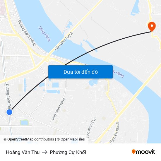 Hoàng Văn Thụ to Phường Cự Khối map