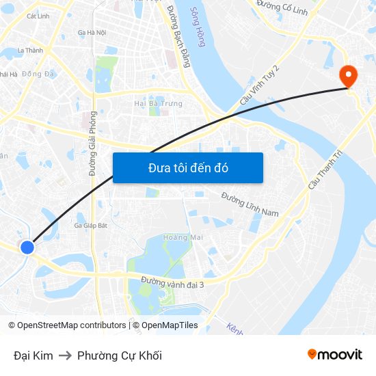 Đại Kim to Phường Cự Khối map