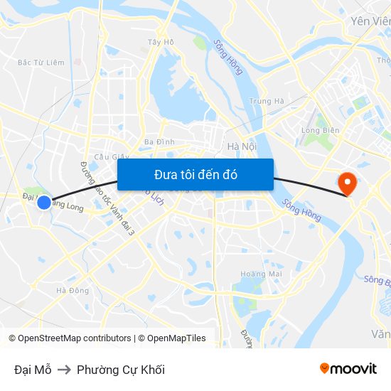 Đại Mỗ to Phường Cự Khối map