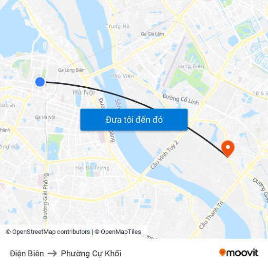 Điện Biên to Phường Cự Khối map