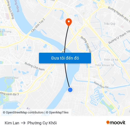 Kim Lan to Phường Cự Khối map