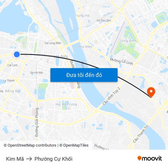 Kim Mã to Phường Cự Khối map