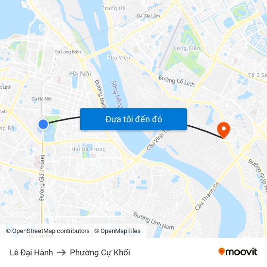 Lê Đại Hành to Phường Cự Khối map