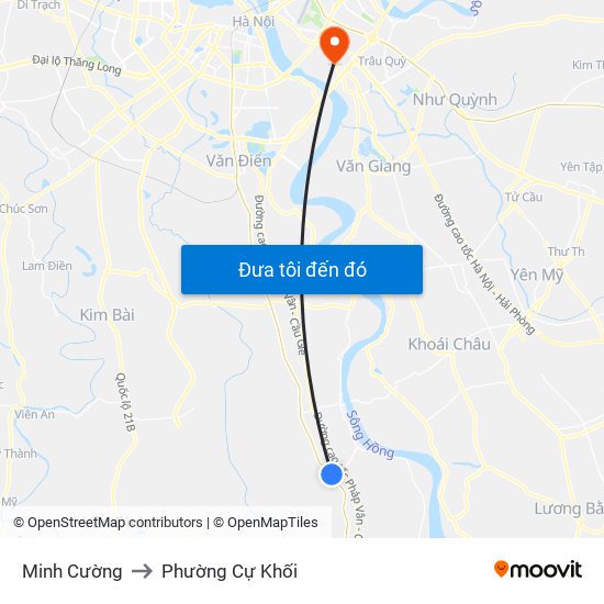 Minh Cường to Phường Cự Khối map