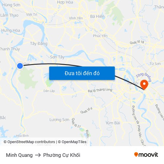 Minh Quang to Phường Cự Khối map