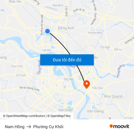 Nam Hồng to Phường Cự Khối map