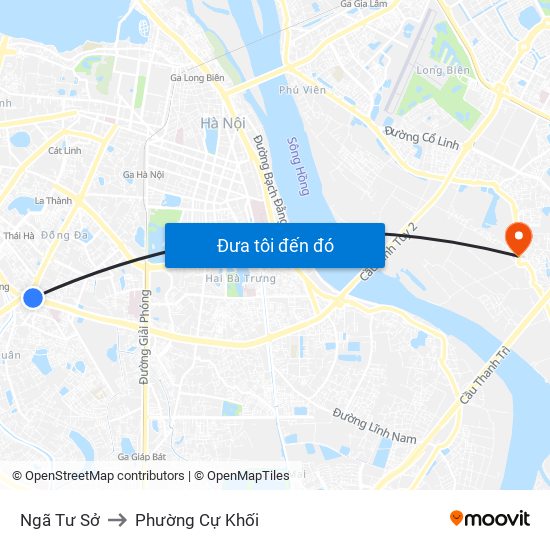 Ngã Tư Sở to Phường Cự Khối map