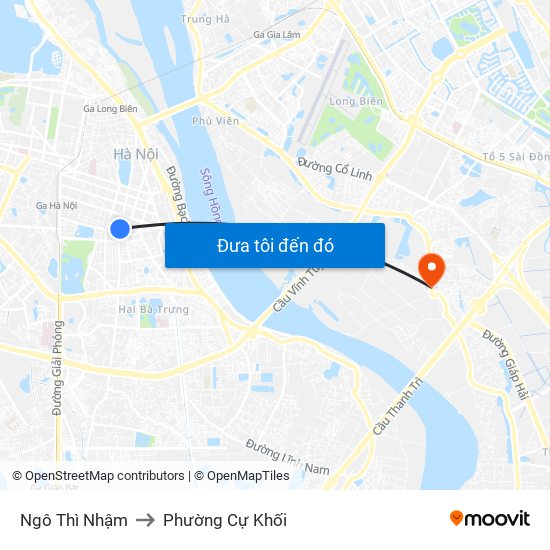 Ngô Thì Nhậm to Phường Cự Khối map