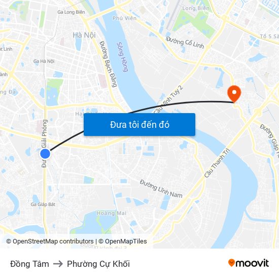 Đồng Tâm to Phường Cự Khối map