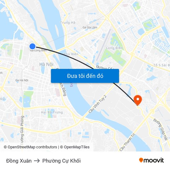 Đồng Xuân to Phường Cự Khối map