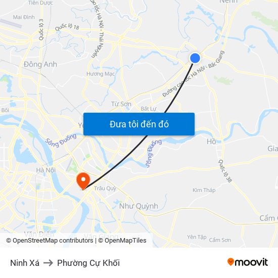 Ninh Xá to Phường Cự Khối map