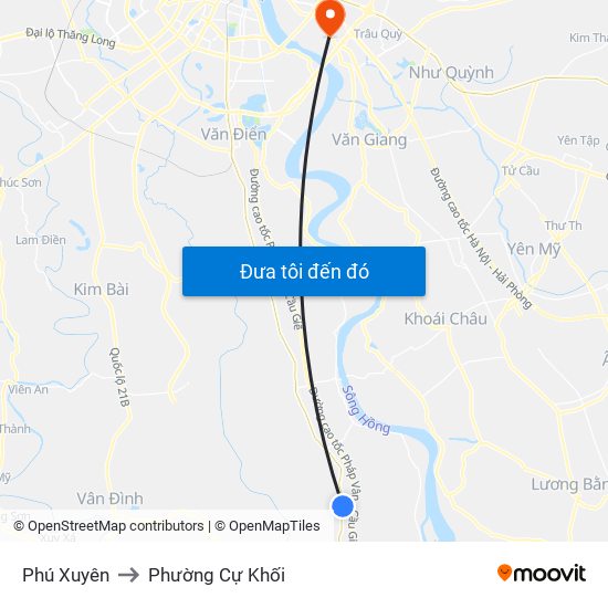 Phú Xuyên to Phường Cự Khối map