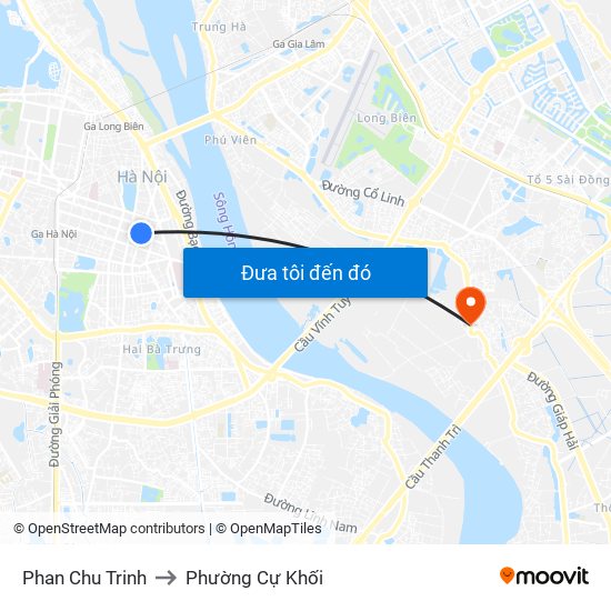 Phan Chu Trinh to Phường Cự Khối map
