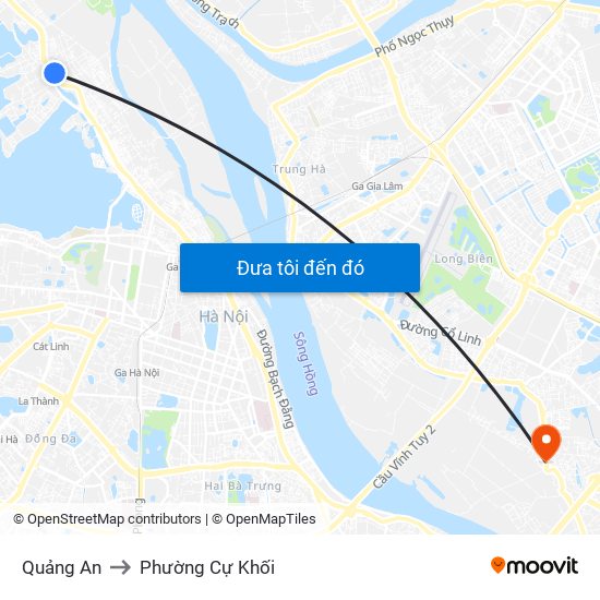 Quảng An to Phường Cự Khối map