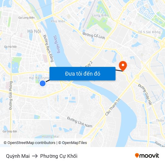 Quỳnh Mai to Phường Cự Khối map