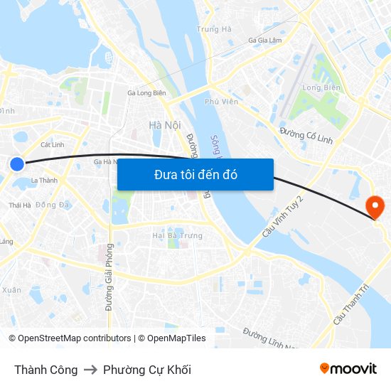 Thành Công to Phường Cự Khối map