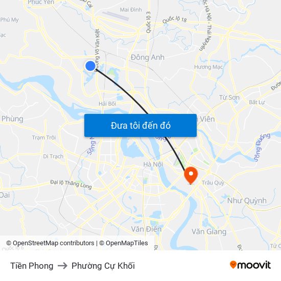 Tiền Phong to Phường Cự Khối map