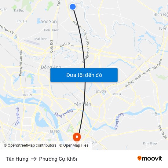 Tân Hưng to Phường Cự Khối map