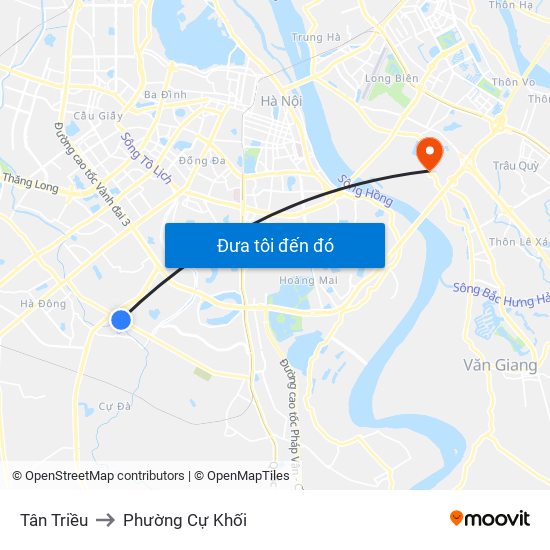 Tân Triều to Phường Cự Khối map