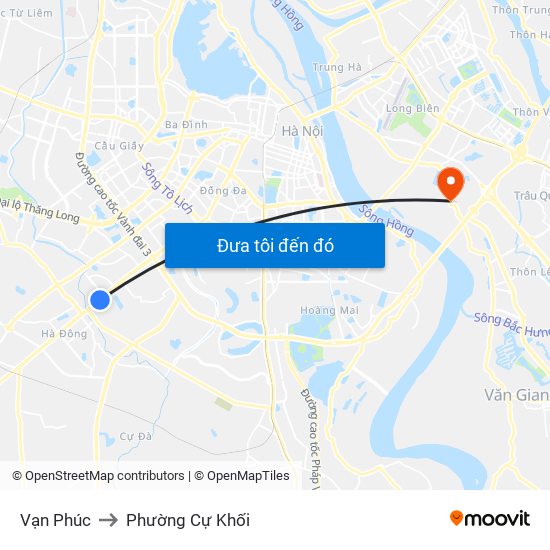 Vạn Phúc to Phường Cự Khối map