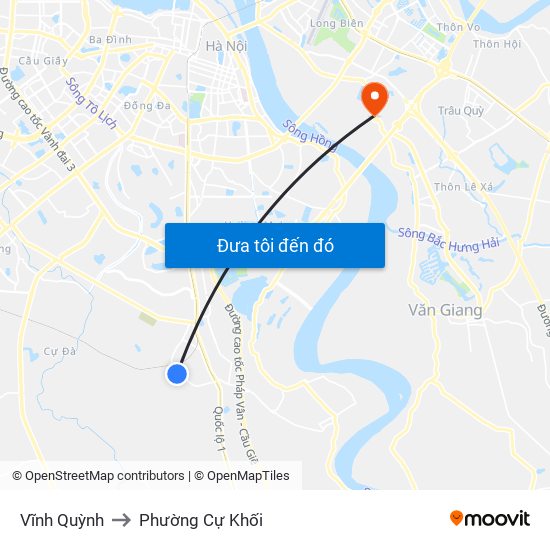 Vĩnh Quỳnh to Phường Cự Khối map