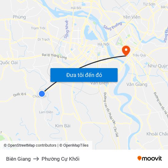 Biên Giang to Phường Cự Khối map