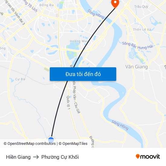 Hiền Giang to Phường Cự Khối map