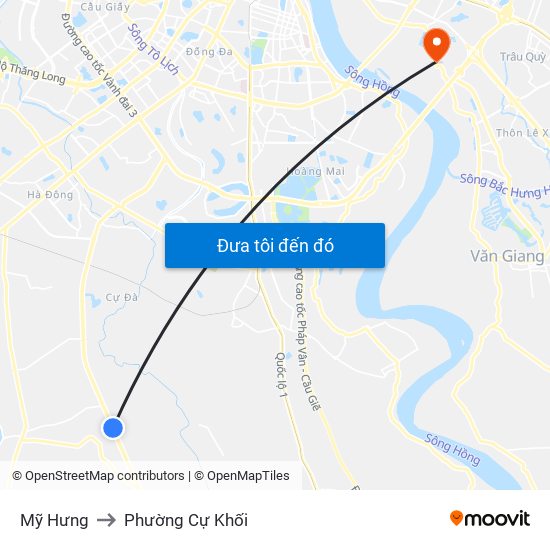 Mỹ Hưng to Phường Cự Khối map