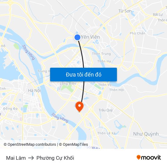 Mai Lâm to Phường Cự Khối map