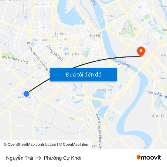 Nguyễn Trãi to Phường Cự Khối map