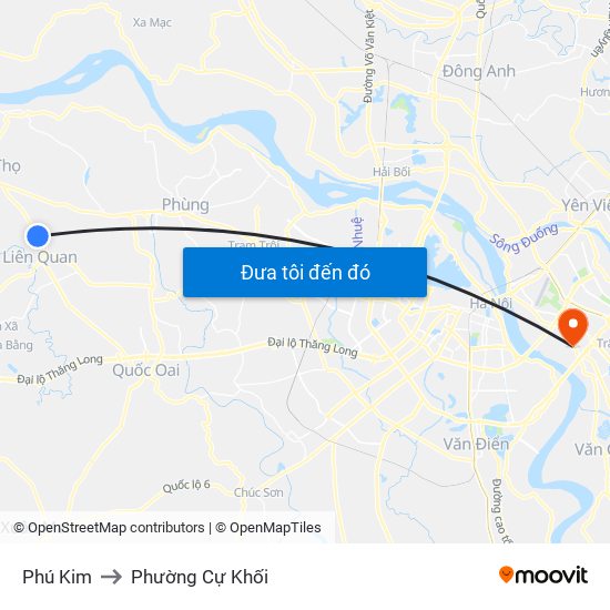 Phú Kim to Phường Cự Khối map