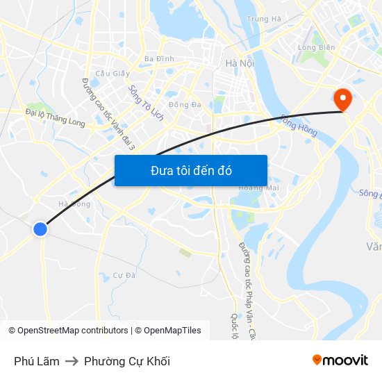 Phú Lãm to Phường Cự Khối map