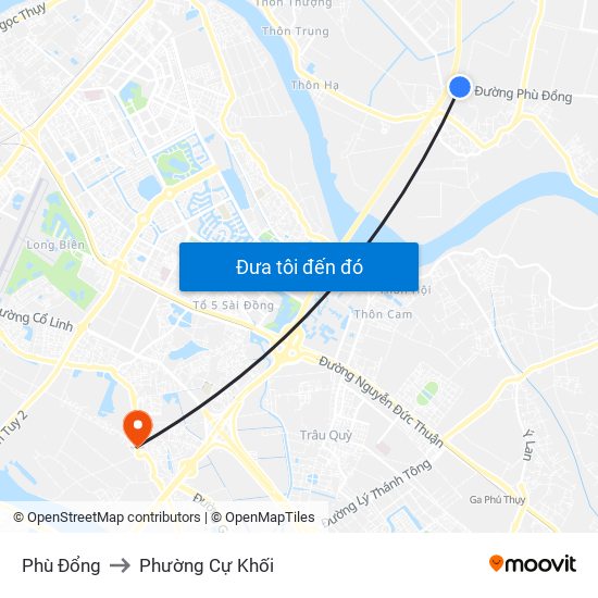 Phù Đổng to Phường Cự Khối map