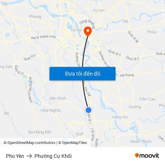 Phú Yên to Phường Cự Khối map