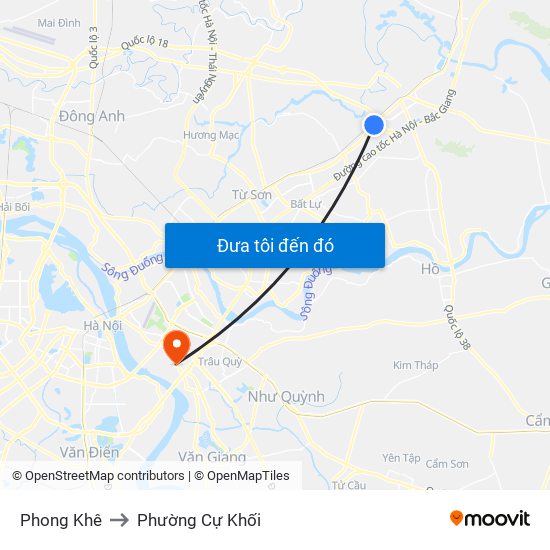 Phong Khê to Phường Cự Khối map