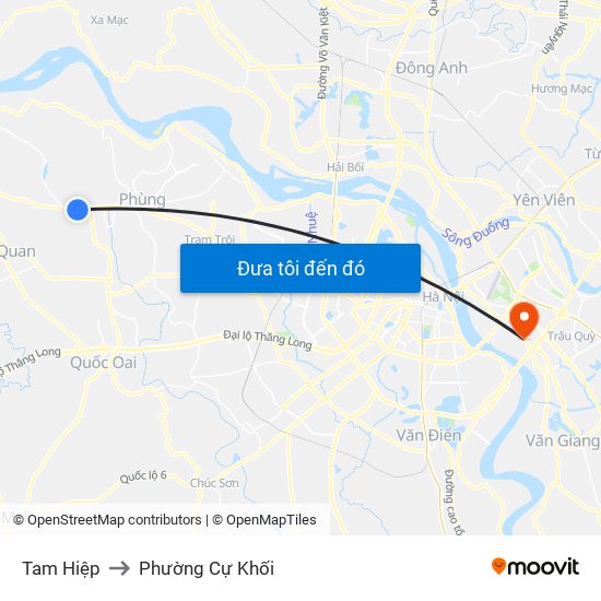 Tam Hiệp to Phường Cự Khối map