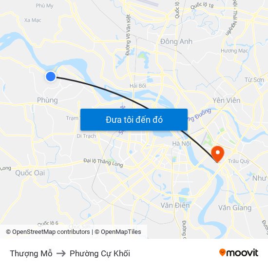 Thượng Mỗ to Phường Cự Khối map