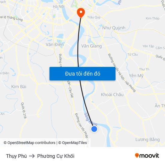 Thụy Phú to Phường Cự Khối map